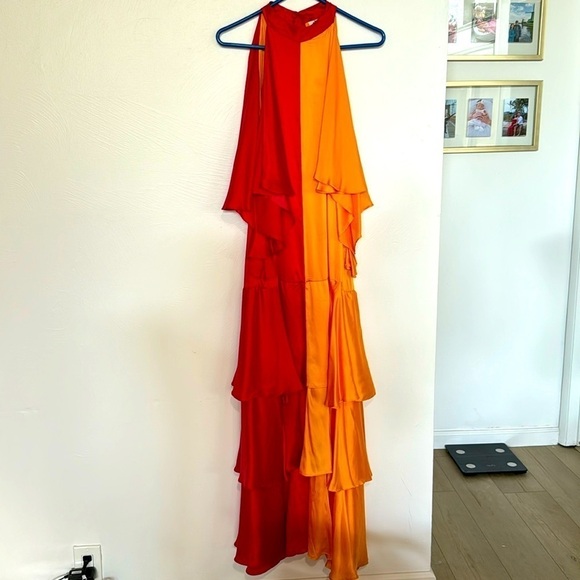 NWT Anthropologie Pinnacle by Shruti Sancheti satin ruffle maxi dress - Picture 5 of 9